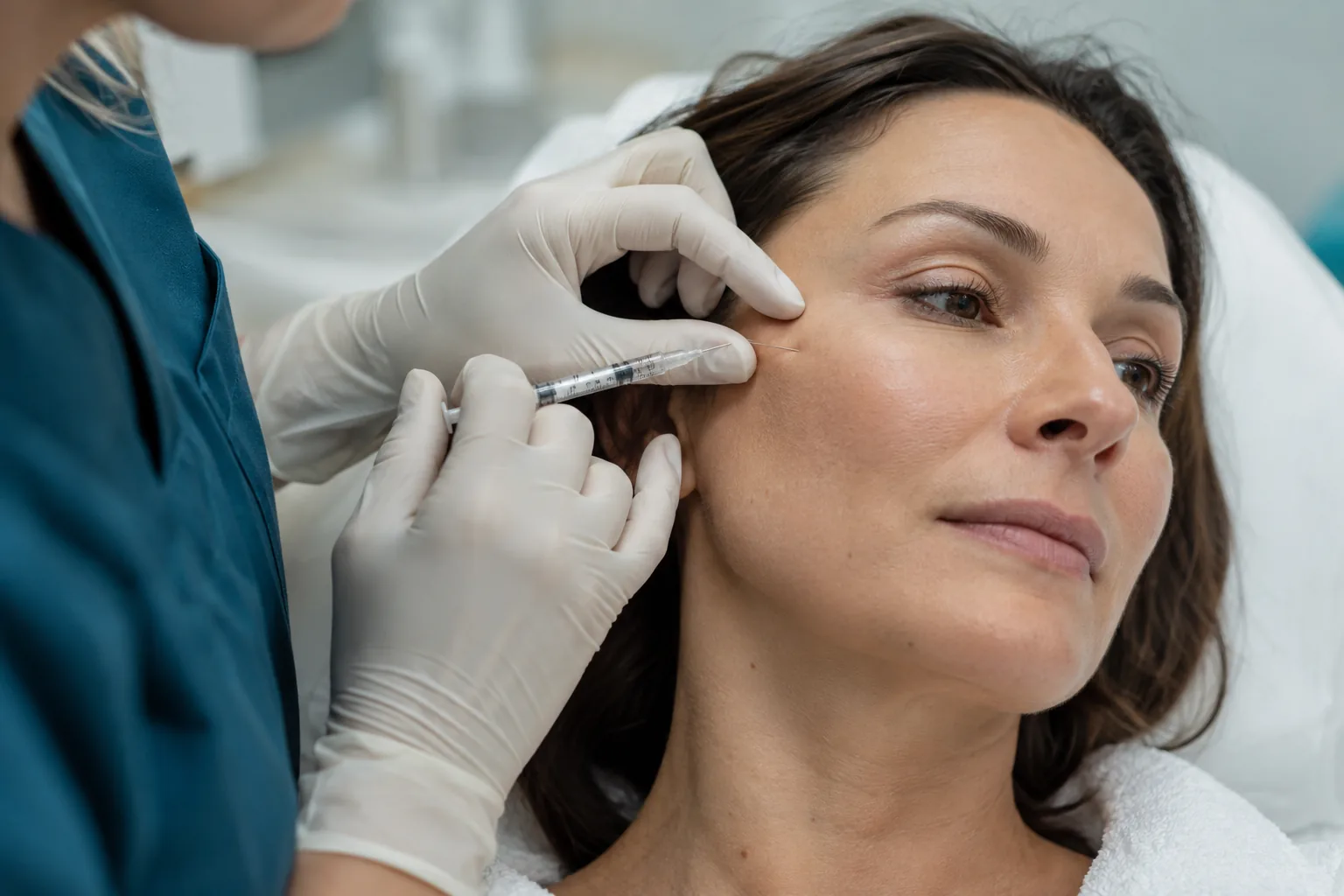 An injection treatment in the cheek area