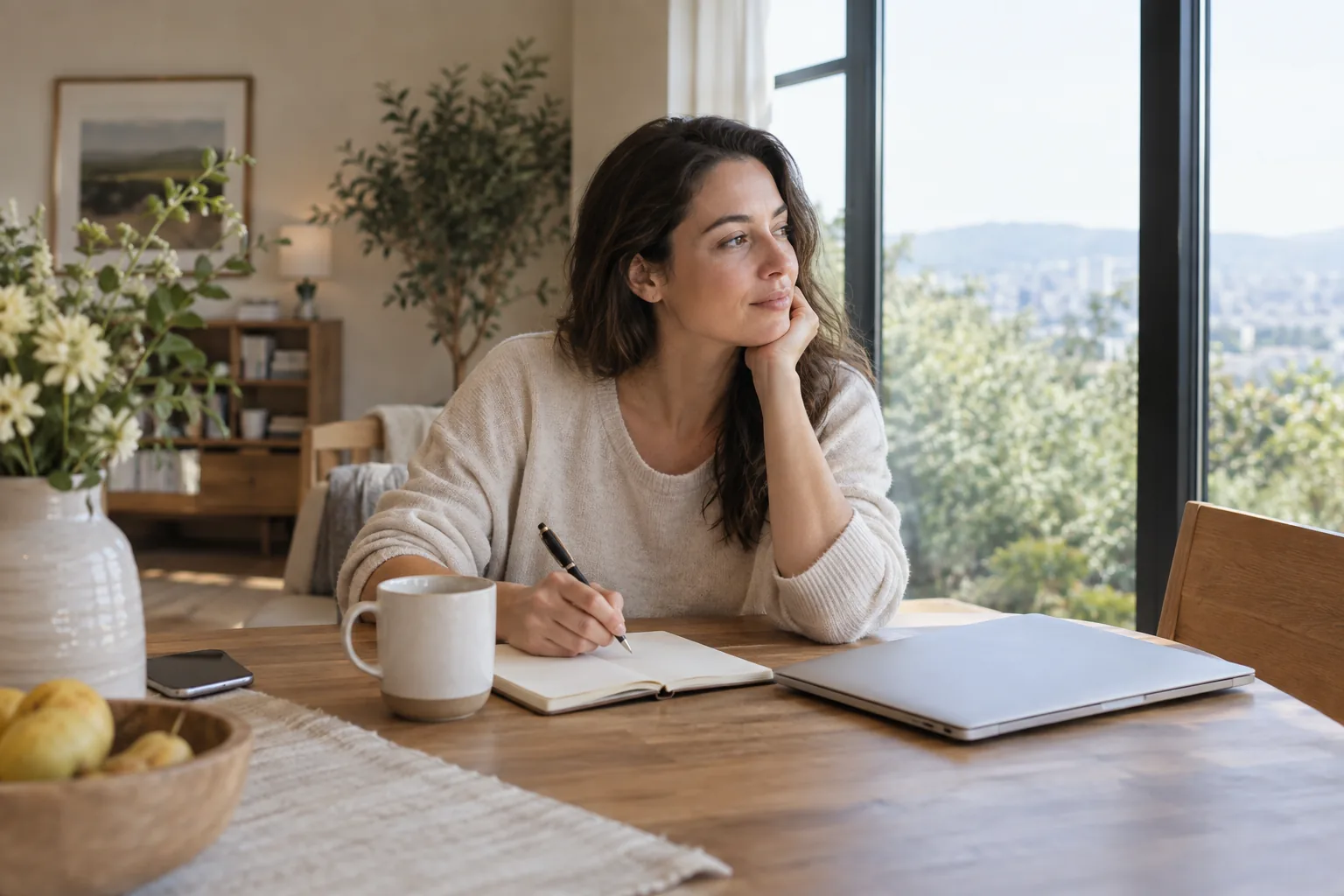 An adult preparing consultation questions at home